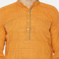 PAROKSH Men Orange placket cotton Straight Kurta