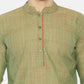 PAROKSH Men light green placket cotton Straight Kurta