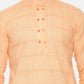 PAROKSH Men peach dual button cotton Straight Kurta