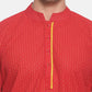 PAROKSH Men Red polka dots cotton Straight Kurta