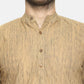 PAROKSH Men textured beige cotton Straight Kurta