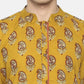 PAROKSH Men Mustard yellow cotton block print Straight Kurta