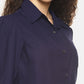 SAHORA Women blue belted solid collar shirt