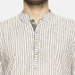PAROKSH Men white striped cotton Straight Kurta