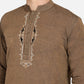 PAROKSH Men Brown Embroidery Straight Kurta