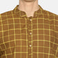 PAROKSH Men olive checkered cotton Straight Kurta