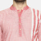 PAROKSH Men pink line detail cotton Straight Kurta