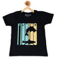 Kids Printed round neck black t-shirt