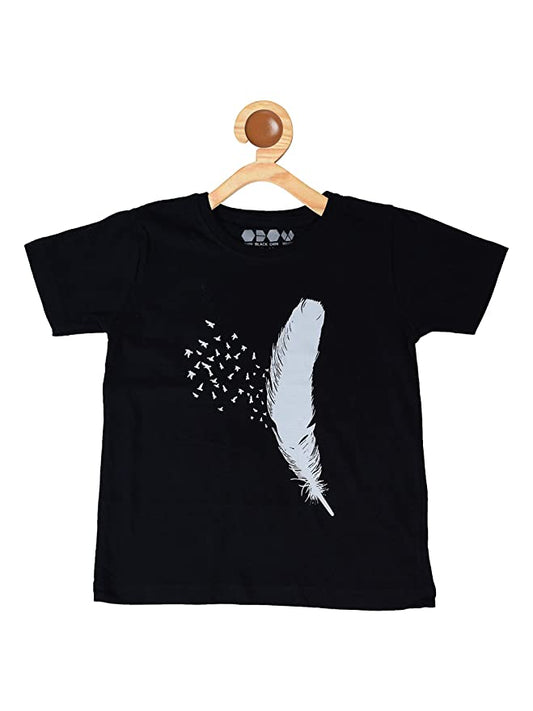 Kids Printed round neck black t-shirt