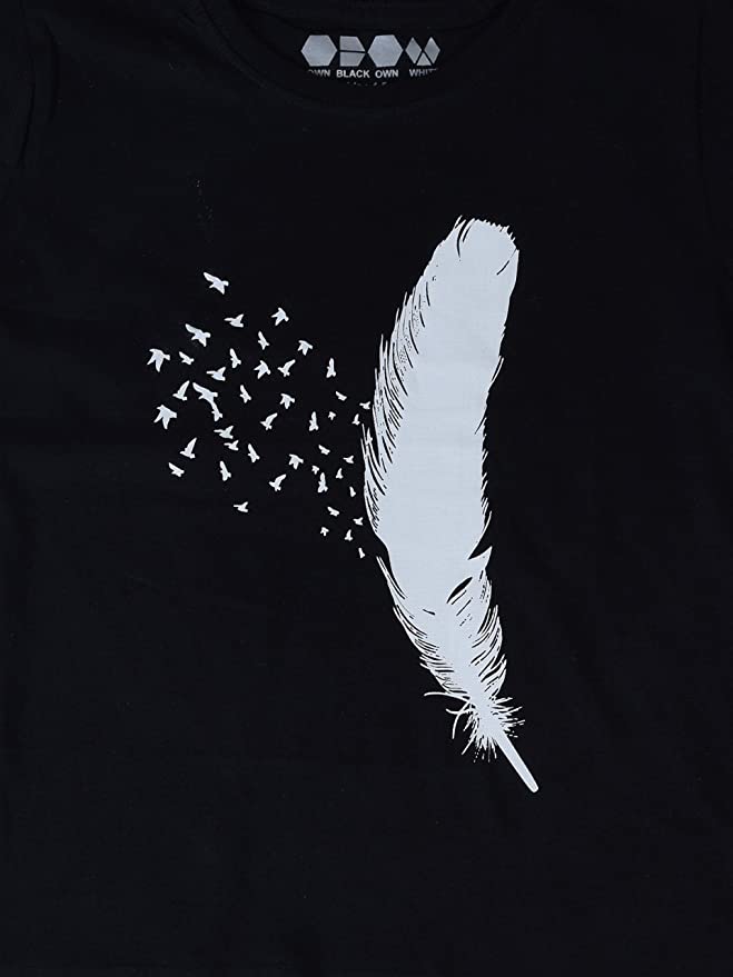 Kids Printed round neck black t-shirt