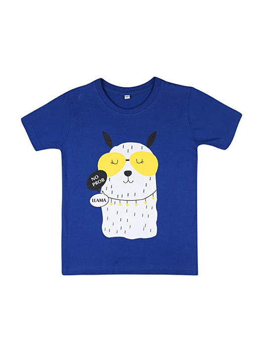 Kids Printed round neck Blue t-shirt
