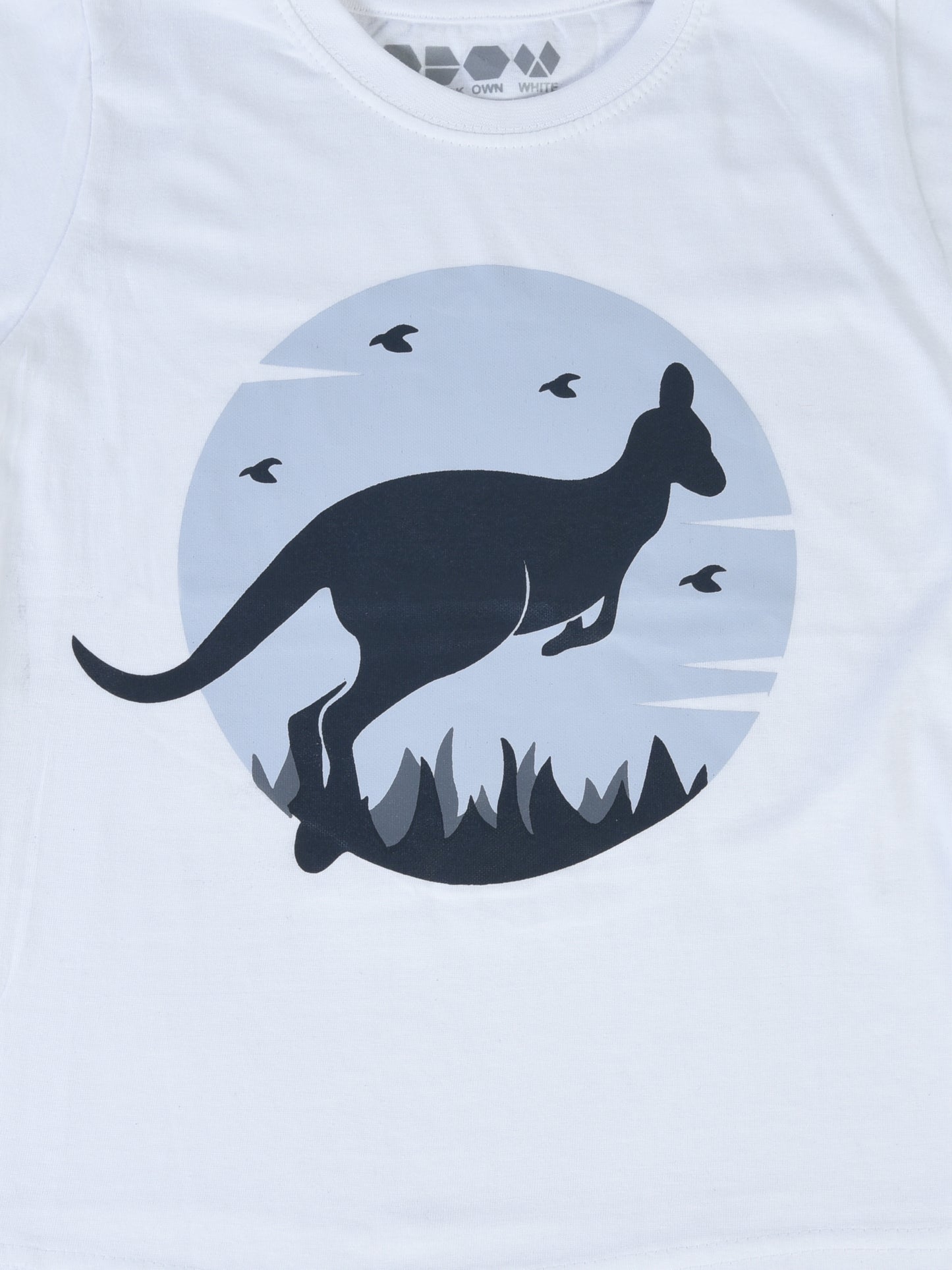Kids Printed round neck white t-shirt