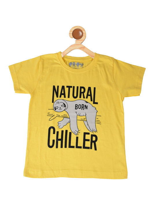 Kids Printed round neck yellow t-shirt