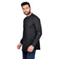 PAROKSH Men Solid black handloom khadi short straight kurta