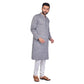 PAROKSH Men checkered charcoal grey cotton Straight Kurta