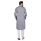 PAROKSH Men checkered charcoal grey cotton Straight Kurta