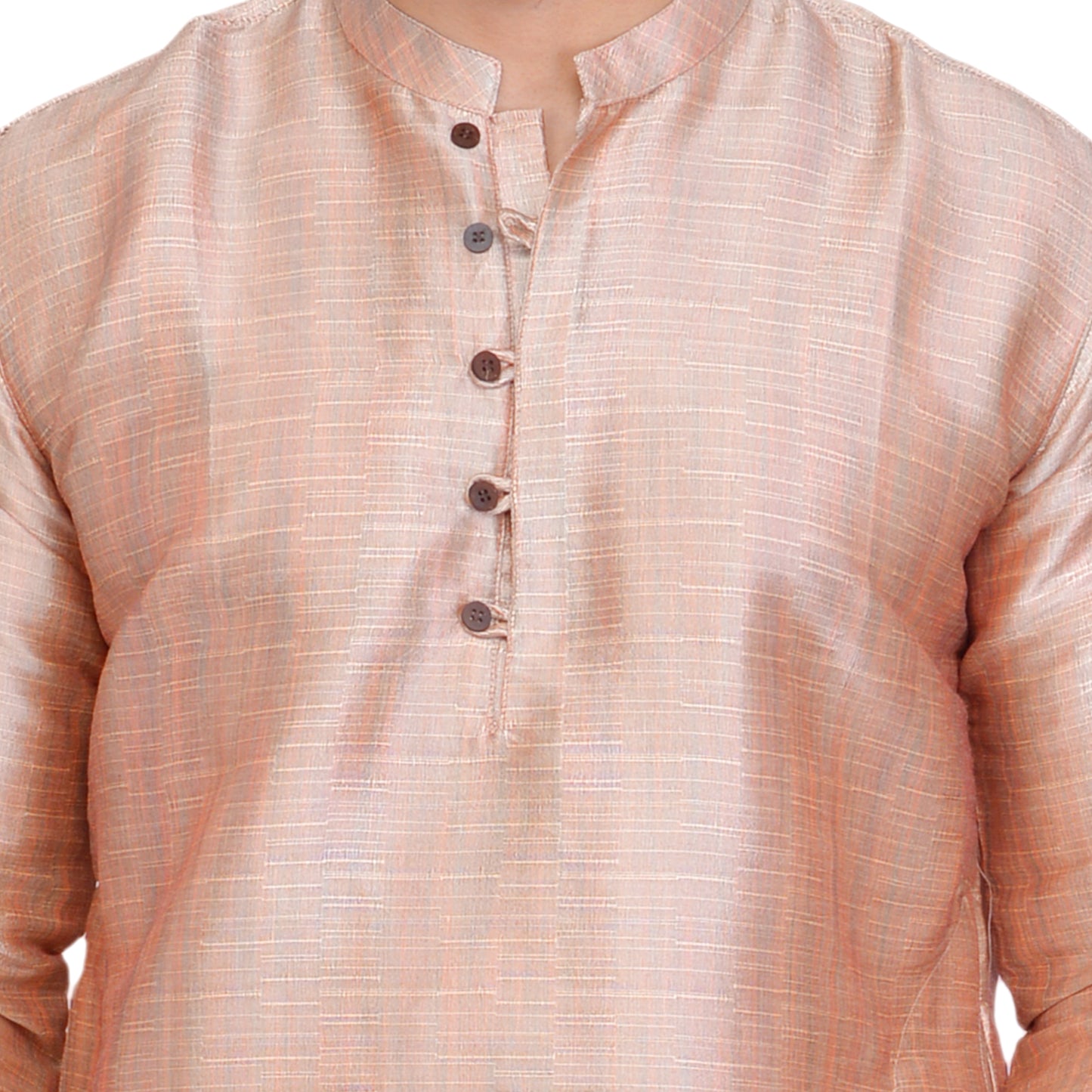 PAROKSH Men Solid Beige Artificial Silk blend Straight Kurta