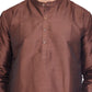 PAROKSH Men Solid Brown Artificial Silk blend Straight Kurta