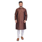 PAROKSH Men Solid Brown Artificial Silk blend Straight Kurta