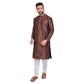 PAROKSH Men Solid Brown Artificial Silk blend Straight Kurta