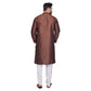 PAROKSH Men Solid Brown Artificial Silk blend Straight Kurta