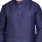 PAROKSH Men Solid Navy Blue Matka Silk Straight Kurta