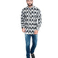 PAROKSH Men Solid grey checkered ikat handloom short straight kurta