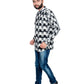 PAROKSH Men Solid grey checkered ikat handloom short straight kurta