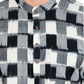 PAROKSH Men Solid grey checkered ikat handloom short straight kurta