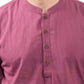 PAROKSH Men Solid Mauve khadi handloom Straight Kurta