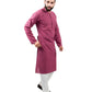 PAROKSH Men Solid Mauve khadi handloom Straight Kurta