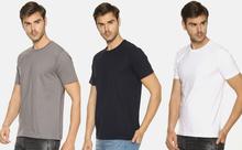 Men's solid cotton round neck t-shirt combo (pack of 3)
