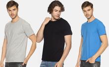 Men's solid cotton round neck t-shirt combo (pack of 3)